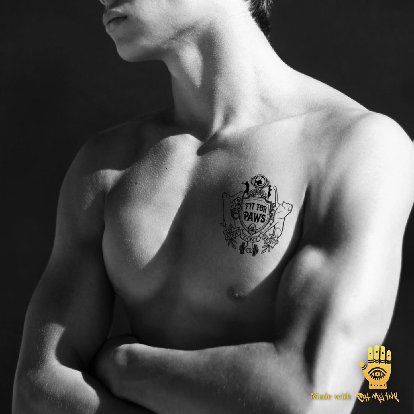 Temporary tattoo model - Fit For Paws tattoo male