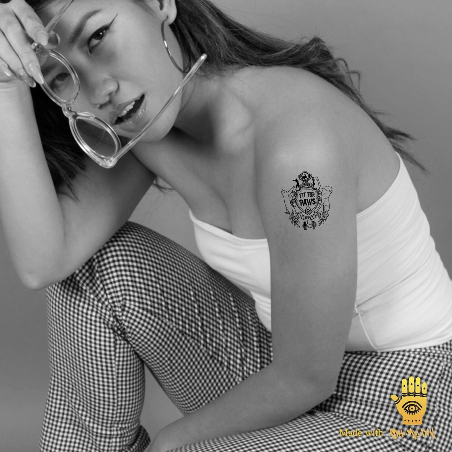 Temporary tattoo model - Fit For Paws tattoo female